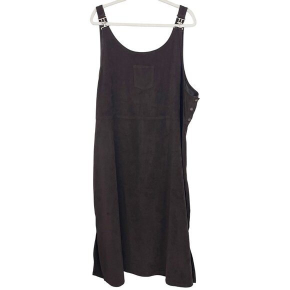 Vintage C.J. Banks Brown Microfiber Suede Overall Dress Cottagecore Academia 22W - Picture 1 of 9